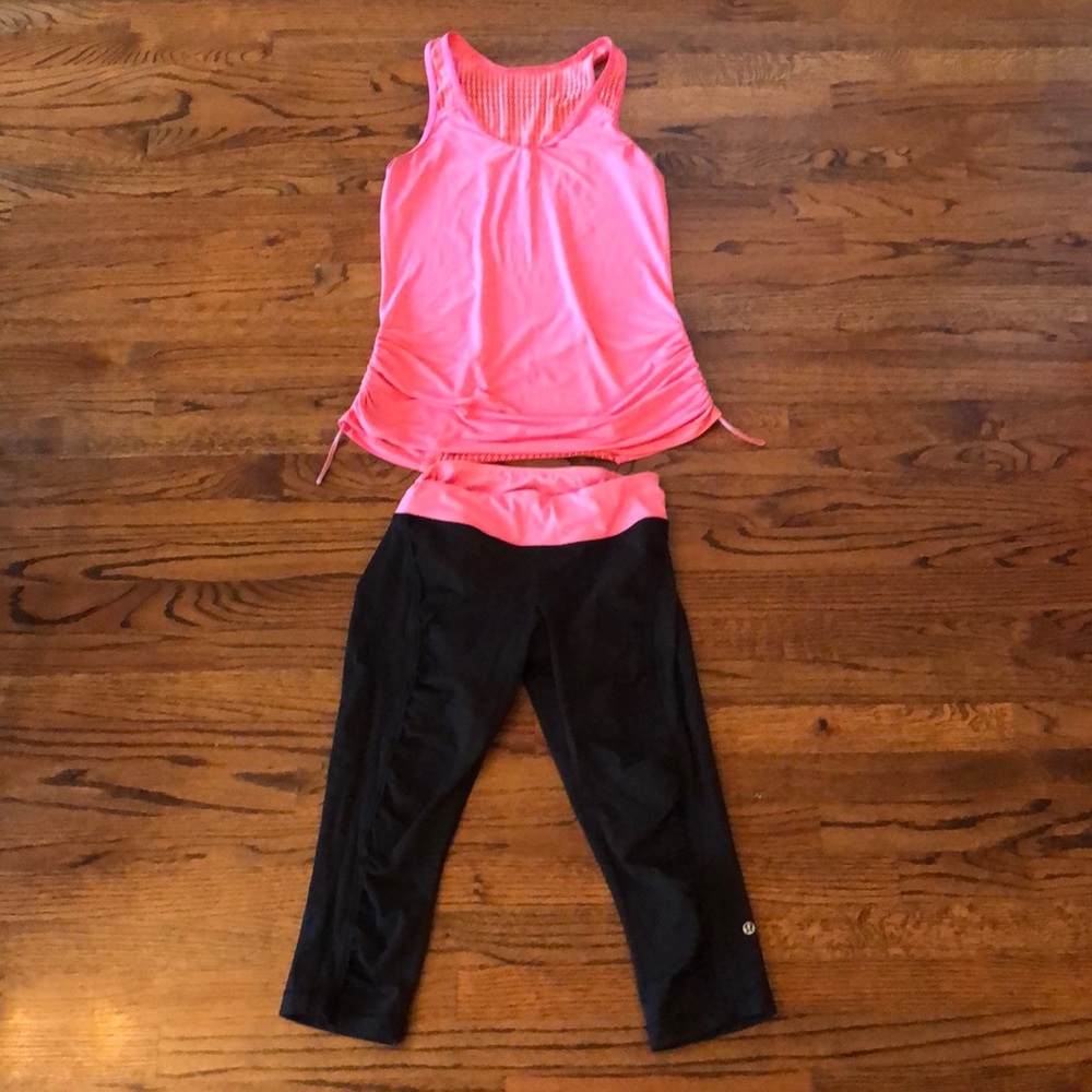 Lululemon tank and cropped pants outfit size 8.